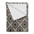 thumbnail image 2 of Ethnic Soft Flannel Fleece Throw Blanket, Traditional Lacy Style Geometric Circles in Boho Oriental Effects, Cozy Plush for Indoor and Outdoor Use, 50" x 60", Seal Brown and Ivory, by Ambesonne, 2 of 5