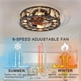 thumbnail image 3 of Holaki 20" Caged Ceiling Fans with Lights and Remote,Flush Mount Low Profile Bladeless Ceiling Fan Low Profile,Small Farmhouse Industrial Enclosed Ceiling Fan For Bedroom,Kitchen, 3 of 9