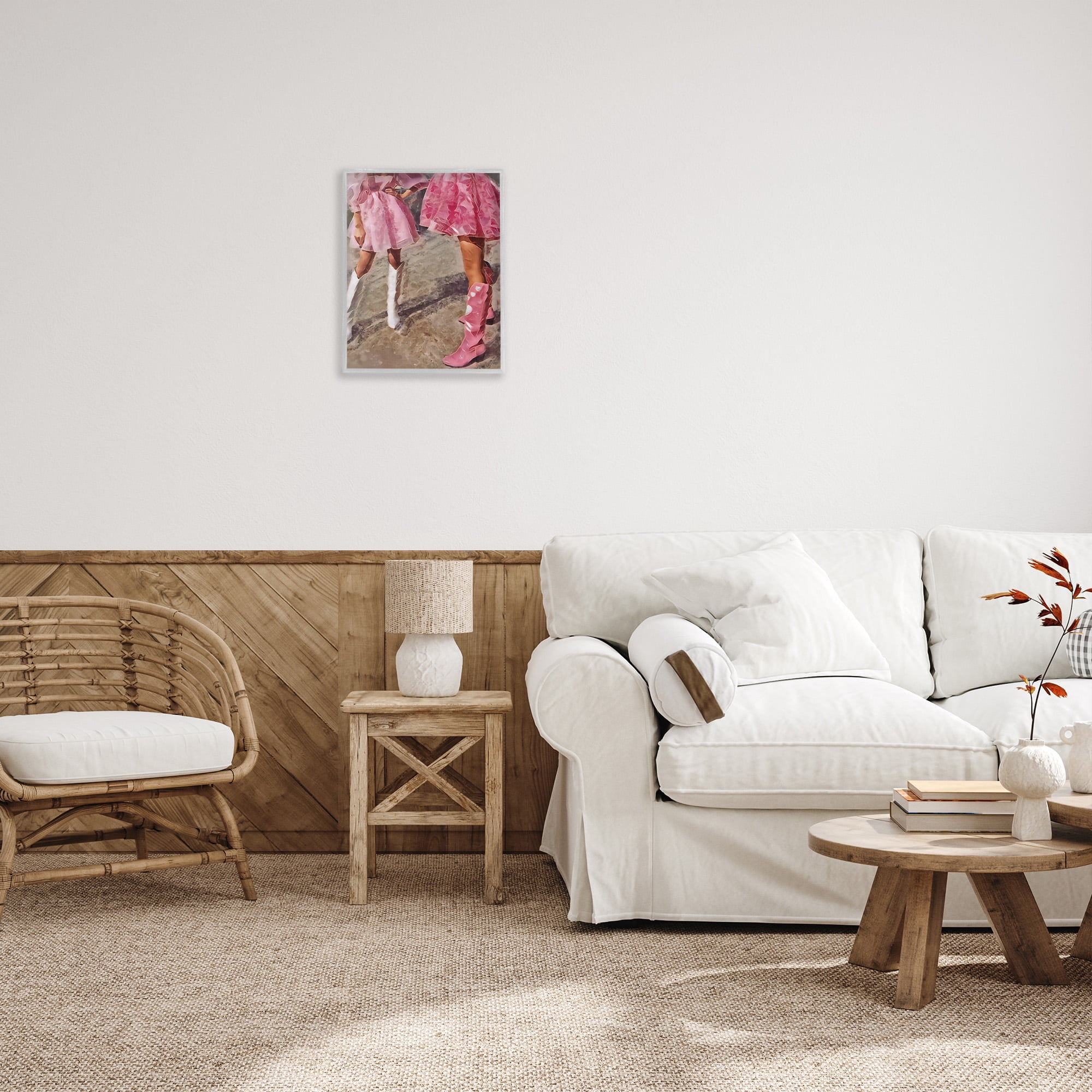 Stupell Industries Trendy Pink Cowgirls Beauty & Fashion Painting Gray Framed Art Print Wall Art, 16 x 20