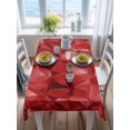 thumbnail image 3 of Red Geometric Rectangle Tablecloth, Vintage Minimalism Abstract Aesthetic Waterproof & StainResistant Tablecloth, Washable Oil-proof Table Cover for Dining/Party/Wedding/Camping/Buffet 60x84 In, 3 of 9