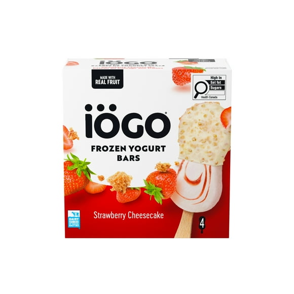 Frozen Yogurt Bars, Strawberry Cheesecake, Vanilla Frozen Yogurt With Strawberry Ripple, Half Dipped In White Chocolatey Coating And Graham Pieces, Real Fruit, 320 mL