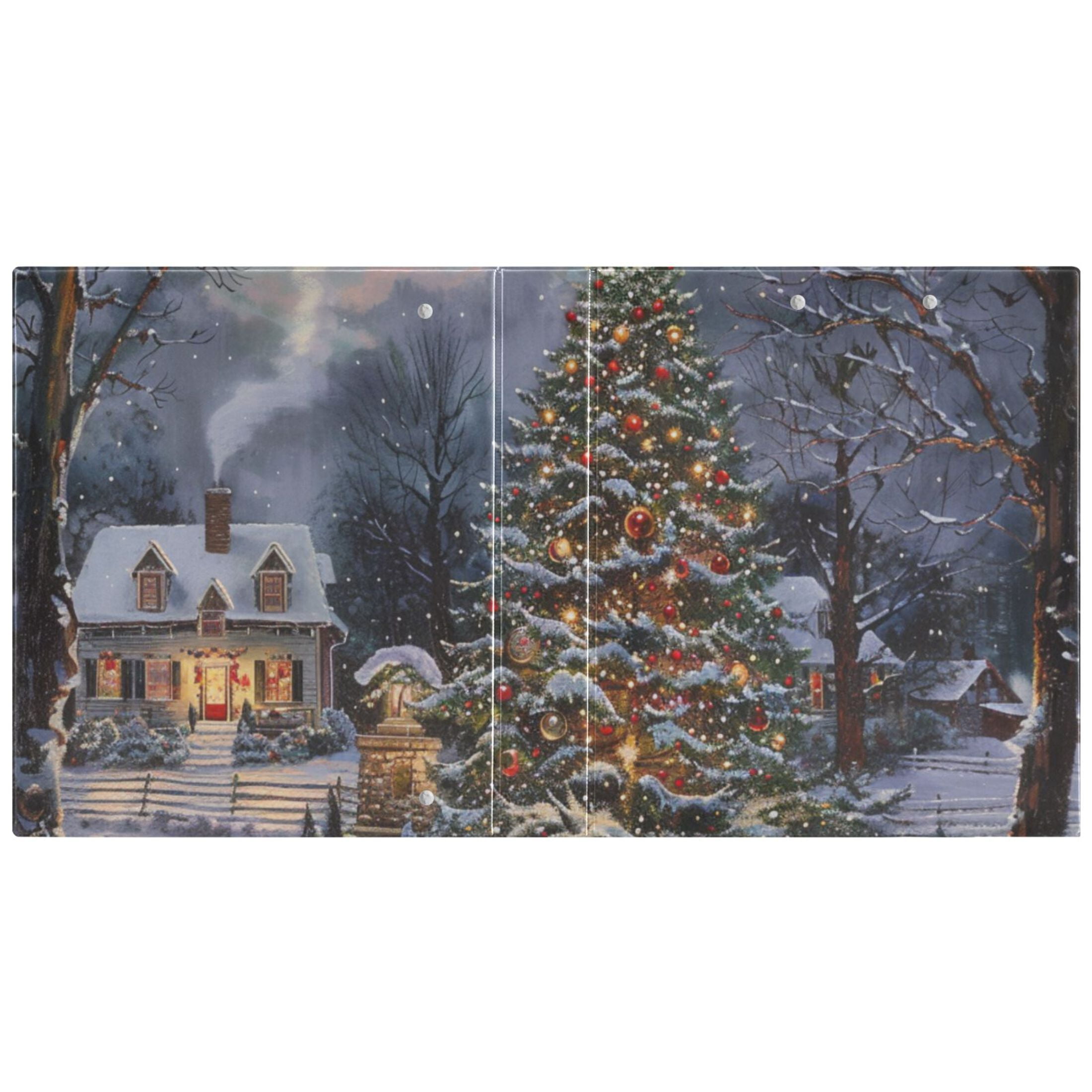 Christmas Trees 3 Ring Binders 1.5 inch Hardcover File Folders with Interior Pockets A4 Size Organizer for School Office Hospital