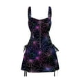 thumbnail image 6 of Gothic Plaid Lace Up Half Zip Dress A Line Mini Daily Sexy Dress Women Sleeveless Dress-Black1501-XL, 6 of 6