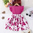 thumbnail image 5 of CHEEREAM Toddler Girl Floral Dress Ribbed Ruffle Sleeve Flower Print Casual Sundress Kids Summer Dresses Size 3-8 Years Hot Pink 4 Years, 5 of 7