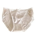 thumbnail image 3 of Oksale Women Lace Underwear Sexy Satin Panty Brief Thin Breathable Midi Waisted Panties for Sports White L, 3 of 4