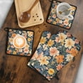 thumbnail image 5 of Pioneer Flower Kitchen Oven Mitt and Pot Holder Sets 4 Pcs for Baking, Cooking and Grilling, Heat Resistant Up To 392 °F, 5 of 7
