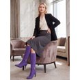 thumbnail image 6 of BLISSFUL STEP Women's Boots Knee High Faux Suede Pointy Toe Stiletto Heel Side Zipper Buckle Boots Purple 6, 6 of 8