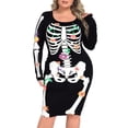 thumbnail image 4 of HDE Plus Size Skeleton Dress Stretchy Long Sleeve Halloween Costume Day of The Dead Floral 2X, 4 of 6
