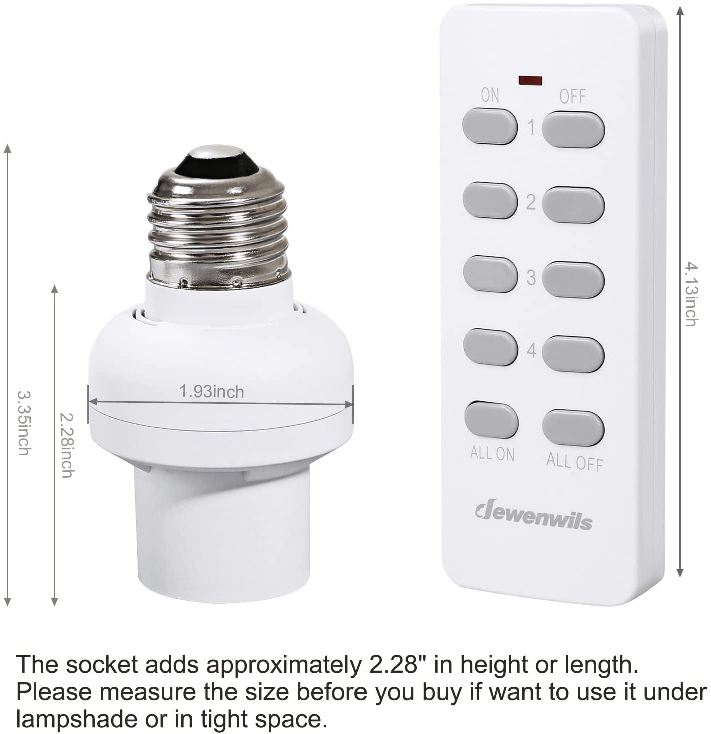 DEWENWILS Remote Control Light Lamp Socket Wireless Light Switch Kit E26/E27 