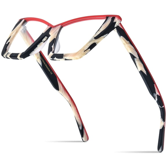 HEPIDEM Multicolor Acetate Glasses Frame Women Big Oversize Eyeglasses Spectacles Eyewear (9290 Matte Red)