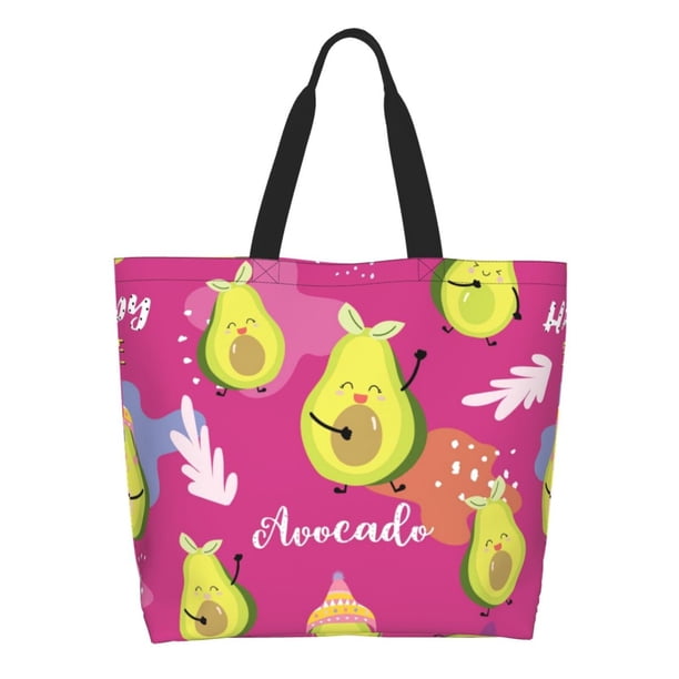 Easygdp Pink Green Avocado Bolsas Tote para Mujer, Bolsos de Hombro para Viaje, Bolsos de Mano de Gran Capacidad para Compras y Trabajo