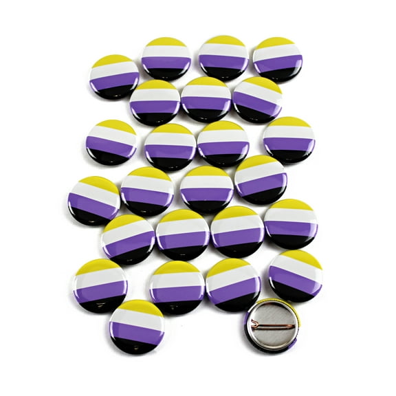 LGBTQ Non-Binary Pride Flag Pinback Buttons - 1 Inch Round - 25 Pack