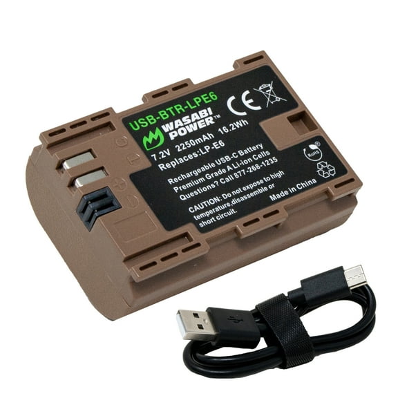 Wasabi Power USB Battery for Canon LP-E6 with USB-C Fast Charging