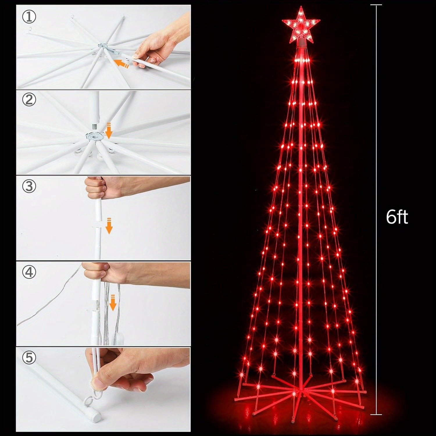 6FT Remote Control 16 Color Plug In Cone Tree Light Ideal for Holiday Decorations Indoor and Outdoor Use Energy Efficient LED Lighting Perfect for Christmas Parties and Events