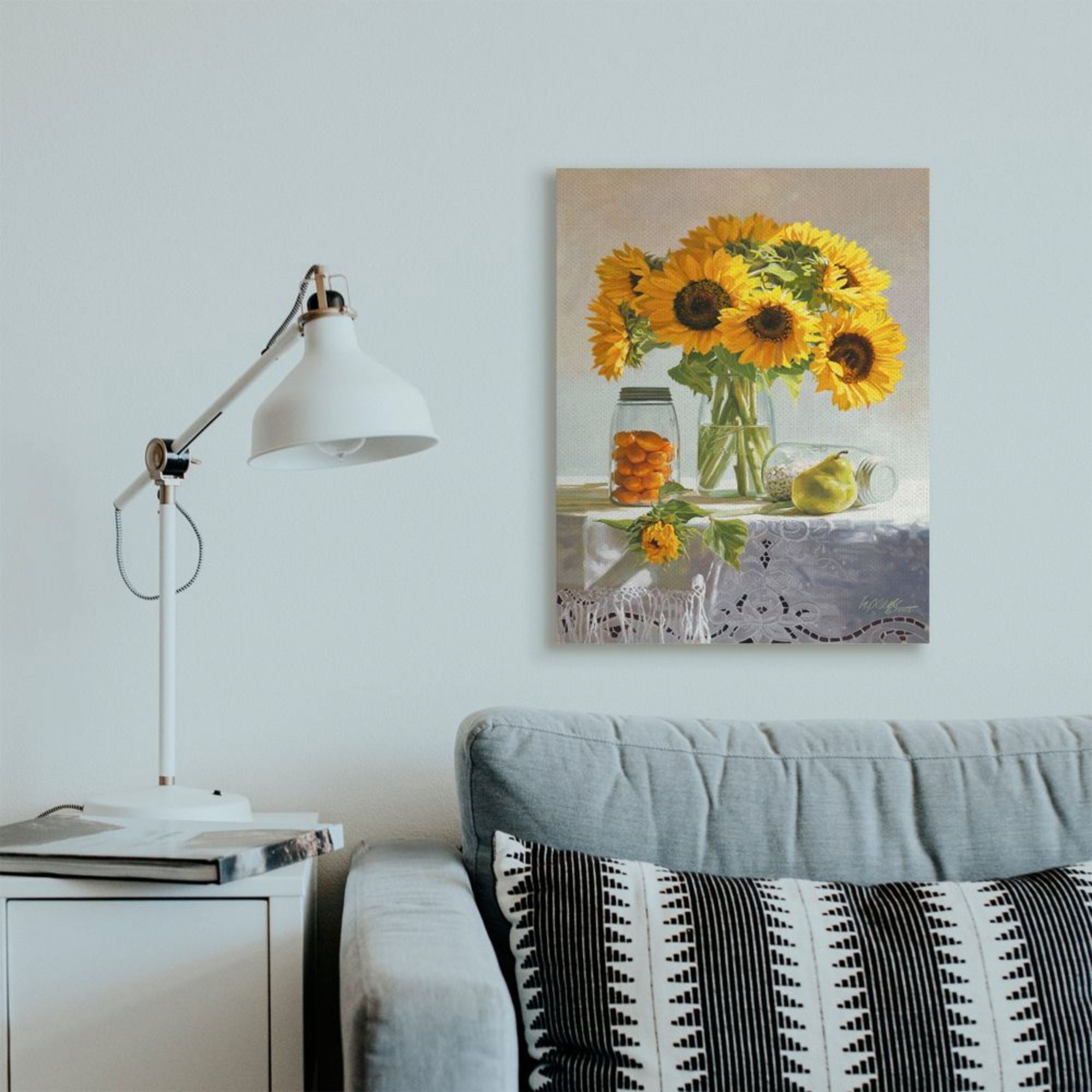 Stupell Industries Farmhouse Sunflower Still Life Country Fruit Jars Design by Heide Presse, 24" x 30"