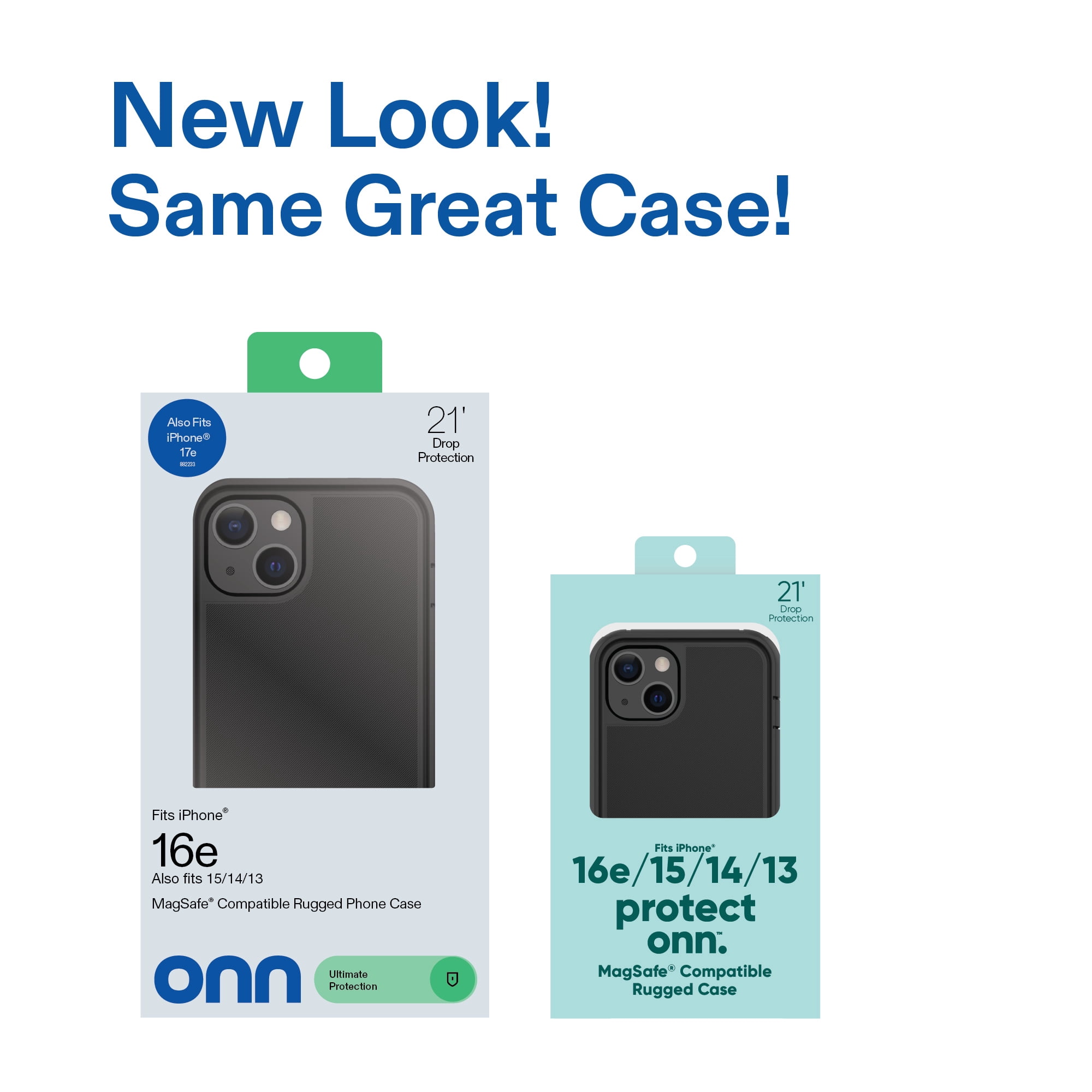 onn MagSafe Compatible Rugged Phone Case for iPhone 17e / iPhone 16e / iPhone 15 / iPhone 14 / iPhone 13 - Black