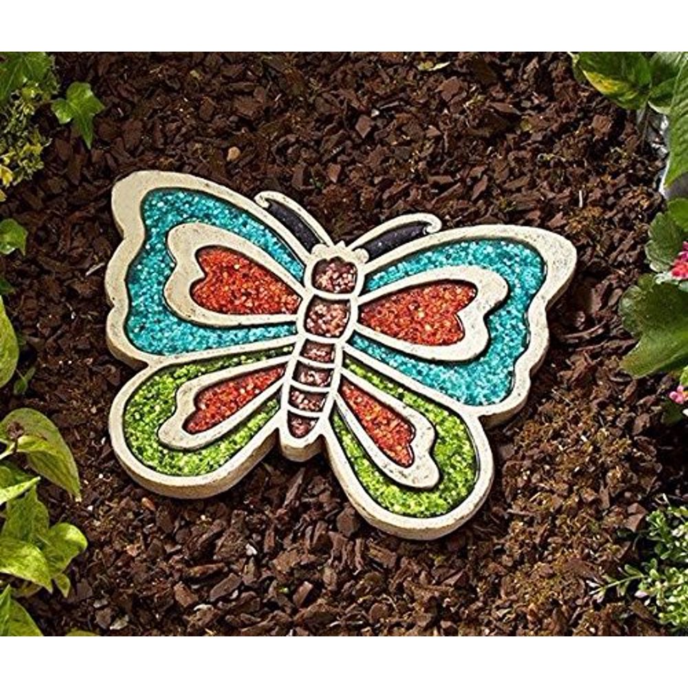 Glittering Butterfly Shaped Cement Stepping Stone Steppingstone NEW