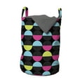 thumbnail image 1 of Modern Laundry Bag, Memphis Inspired Pattern of Halved Dotted and Colorful Rounds, Hamper Basket with Handles Drawstring Closure for Laundromats, 13" x 19", Charcoal Grey and Multicolor, by Ambesonne, 1 of 4