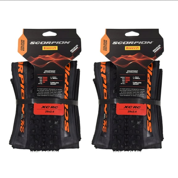 Pirelli Scorpion XC RC 29x2.4 Orange Color Edition Tubeless Mountain Bicycle Tires (2 Pack)