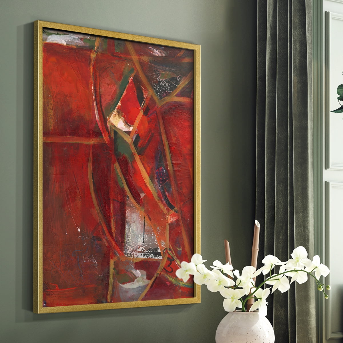 City Life II Framed Print in Gold Solid Wood Framed Print No Nail Hanging