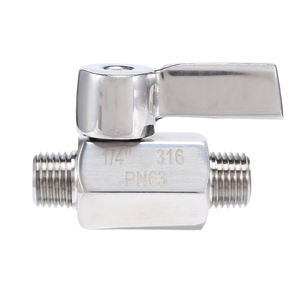 Válvula de bola de acero inoxidable 316 - Mini válvula de bola pequeña macho con rosca Npt de 1/4 pulg. (macho y macho de 1/4 pulg.)