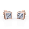 thumbnail image 1 of Pendientes de Botón JeenMata con Solitario de Moissanita 2 Quilates En Baño de Oro Rosa de 18 K sobre Plata, 1 of 5
