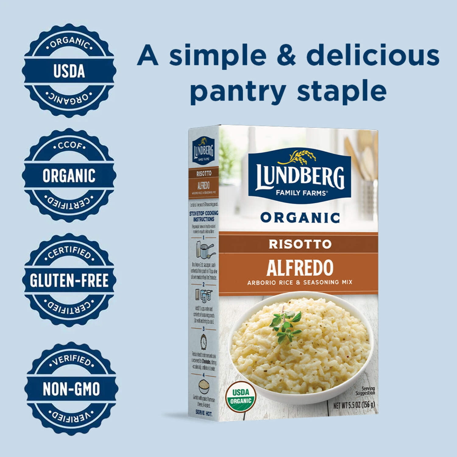 Lundberg Family Farms Organic Alfredo Risotto - 6 ct