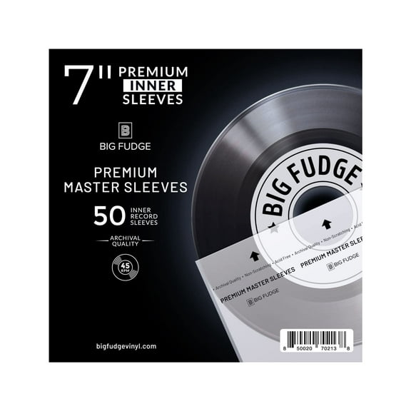 Big Fudge 7-Inch Vinyl Record Premium Inner Sleeves – Clear 3-Layer Anti-Static Rice Paper Album Covers – Acid-Free Protective Record Sleeves (White), 50 Pack