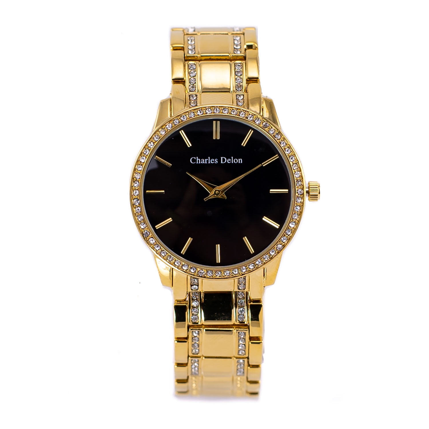Charles Delon Women s Watch 5855 LGBW Gold Black Stainless Steel Quartz Round Walmart