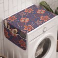 thumbnail image 1 of Floral Washing Machine Organizer, Flower Scroll Pattern with Swirled Branches Leaves and Blossoms Persian, Anti-slip Fabric Top Cover for Washer and Dryer, Cadet Blue Orange Cream, by Ambesonne, 1 of 1