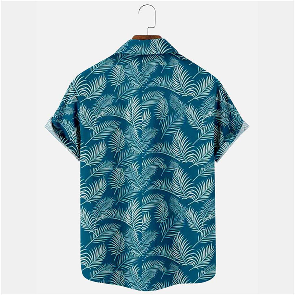 Dersimio Summer Mens Beach Hawaiian Shirt Tropical Short Sleeve Summer Shirts Men Casual Cotton Button Down Shirts Blue