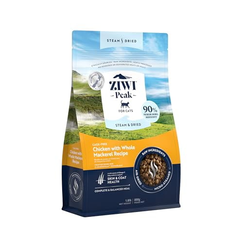 ZIWI Peak Steam & Dried Cat Food â Cage-Free Chicken w/Whole Mackerel - High Protein, Skin & Coat Health, Low Carb, for All Life Stages (28.8oz)