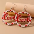 thumbnail image 6 of 1 Pair Women Color Contrast Love Letter Print Earrings - Pink Series Hook Earrings, Romantic Valentine's Day Drop Earrings, 6 of 8