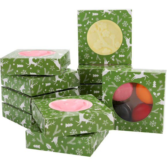 Cajas para galletas Bssay, color verde navideño, 60 unidades, 11 x 11 x 3 cm