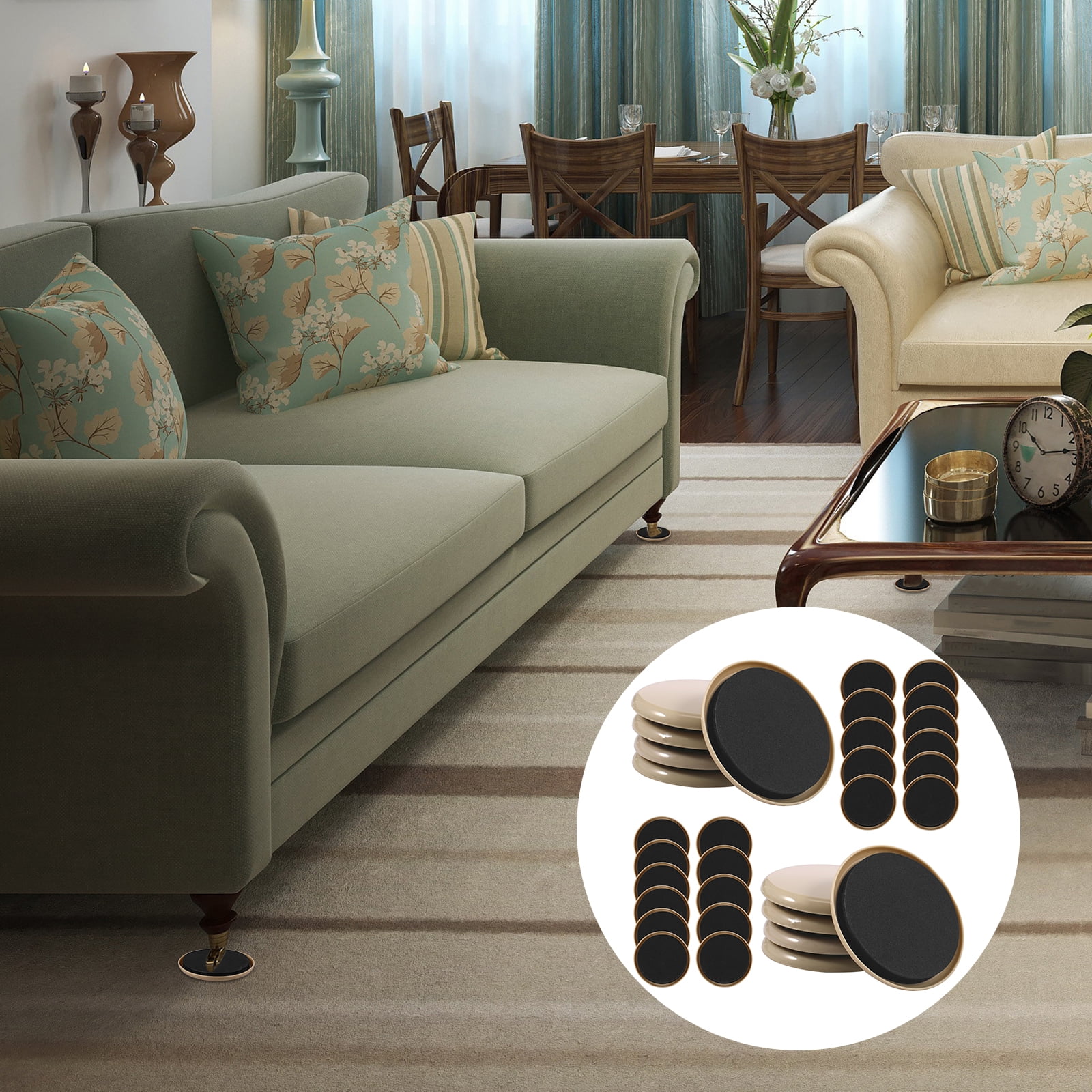 32Pcs Furniture Sliders for Carpet 3.5inch Round Furniture Sliders Reusable Heavy Furniture Movers Move Your Furniture Easy Furniture Moving Pads for Kitchen Appliances Furniture