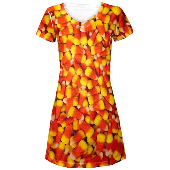 Halloween Candy Corn Juniors V-Neck Beach Cover-Up Dress