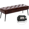 thumbnail image 4 of YEXJ Button-Tufted Ottoman Bench, Upholstered Bedroom Benches Velvet Footrest Stool Accent Bench for Entryway Dining Room Living Room Bedroom End of Bed-Dark Brown Leather, 4 of 15