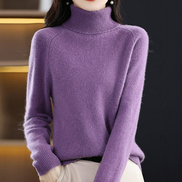 Autumn New Turtleneck Sweater Ladies Loose Large Size Thick Knitted Sweater Bottom Shirt
