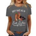 thumbnail image 1 of LUOGENLI T-shirts pour Femmes Mode Décontractée Chemises Imprimées Col Rond Manches Courtes Tee Tops Tunique Blouse Vintage T-shirts Graphiques pour Femmes Vêtements d'Été Gris Foncé m, 1 of 1