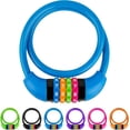thumbnail image 2 of Bike Lock Cable, Bicycle Cable Lock with 4 Digit Combination & Large Lock Head, Resettable Kids Bike Cable Lock, 2 Ft x ∅0.45 in, Lock for Bike, Scooter, Skateboard, Motorcycle, E Bike (Bule), 2 of 13