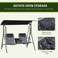 thumbnail image 5 of Outsunny 2 Person Porch Swing with Canopy, Covered Patio Swing with Pivot Storage Table, Cup Holder, & Adjustable Overhead Canopy, Black, 5 of 9