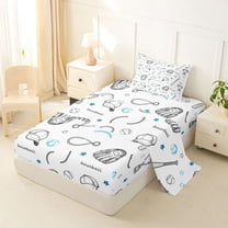 jejeloiu Baseball Games Twin Sheet Sets,Cute Cartoon Stars Bedding For Boys 3pcs