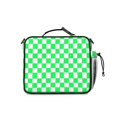 thumbnail image 3 of Green and White Checkered Pattern Insulated Lunch Bag with Shoulder Strap and Bottle Holder,Bento School Lunch Bag Box,11x9.5x3.5 Inches, 3 of 5