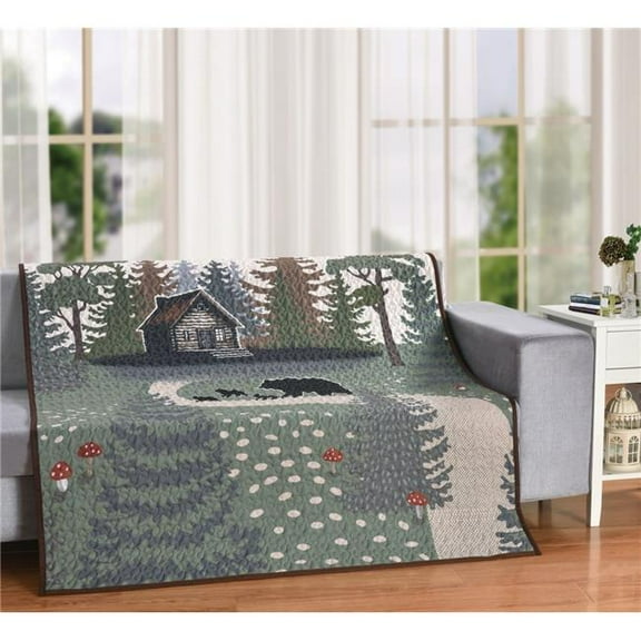De Leon Collections  Whisper Trail Black Bear Trail Nature Lodge Cabin 60 x 50 Decorative Quilt Throw Blanket