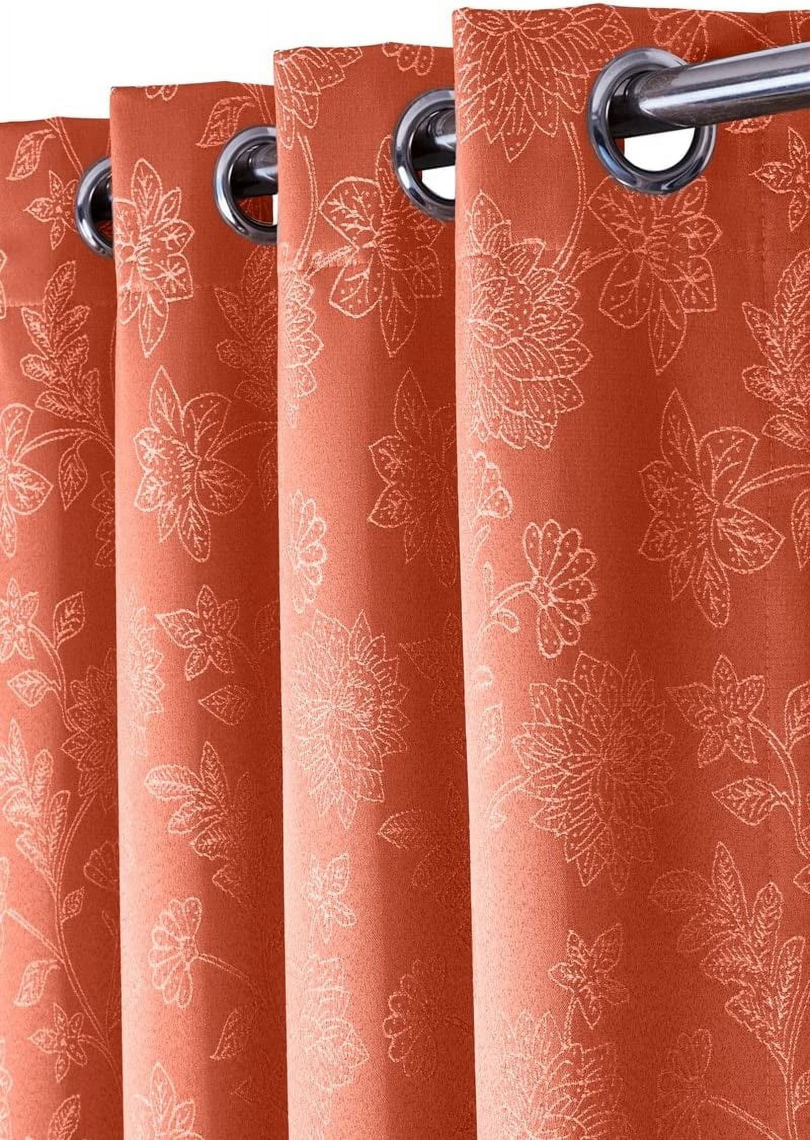 Sheetsnthings Floral Fannie 54-Inch Wide x 84-Inch Long Panel, Set of 2 Jacquard Thermal Insulated Blackout Curtains, Coral