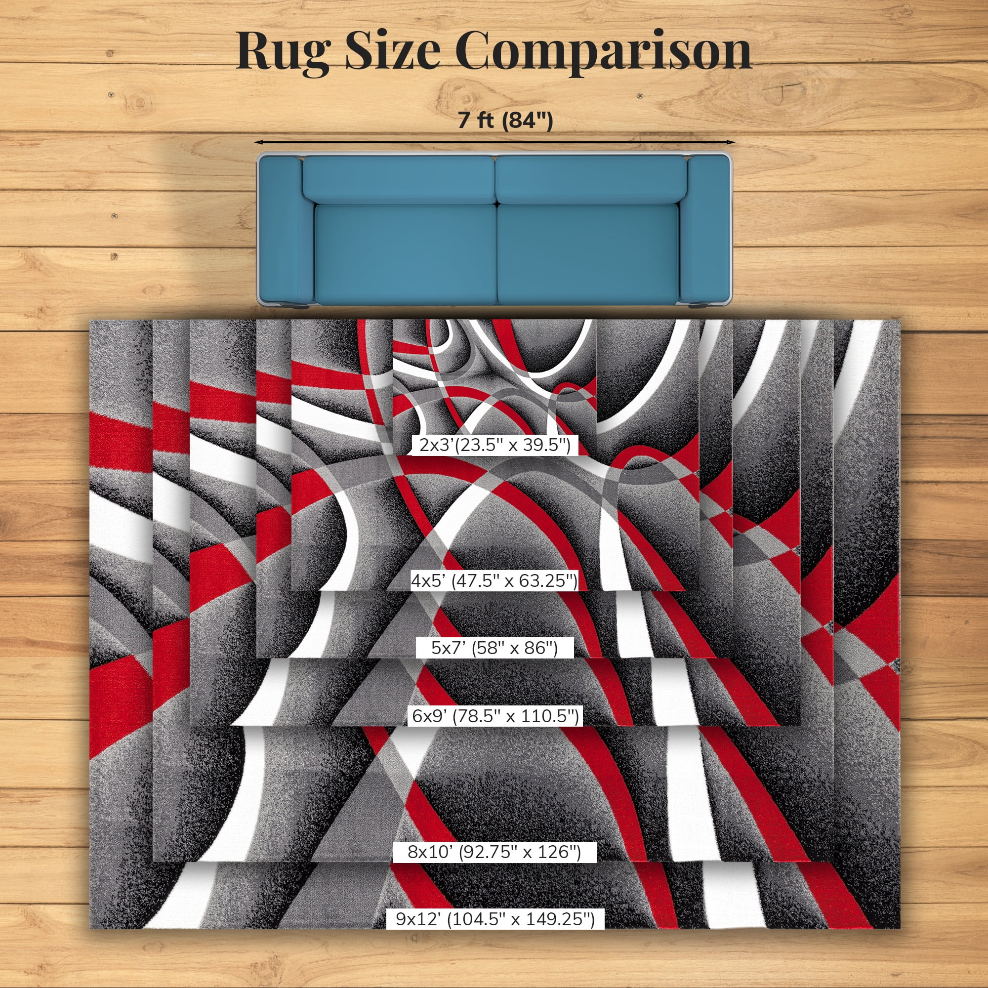 Luxe Weavers Gray Modern Abstract Area Rug 2x3 Geometric Living Room Carpet