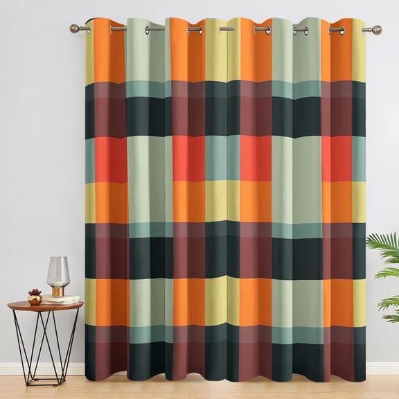 Plaid Blackout Curtains, Vintage Checkered Curtains For Bedroom Living Room - Country Gingham Decor Window Curtains, Grommet Drapes 42"W x 63"L (Pack of 2)