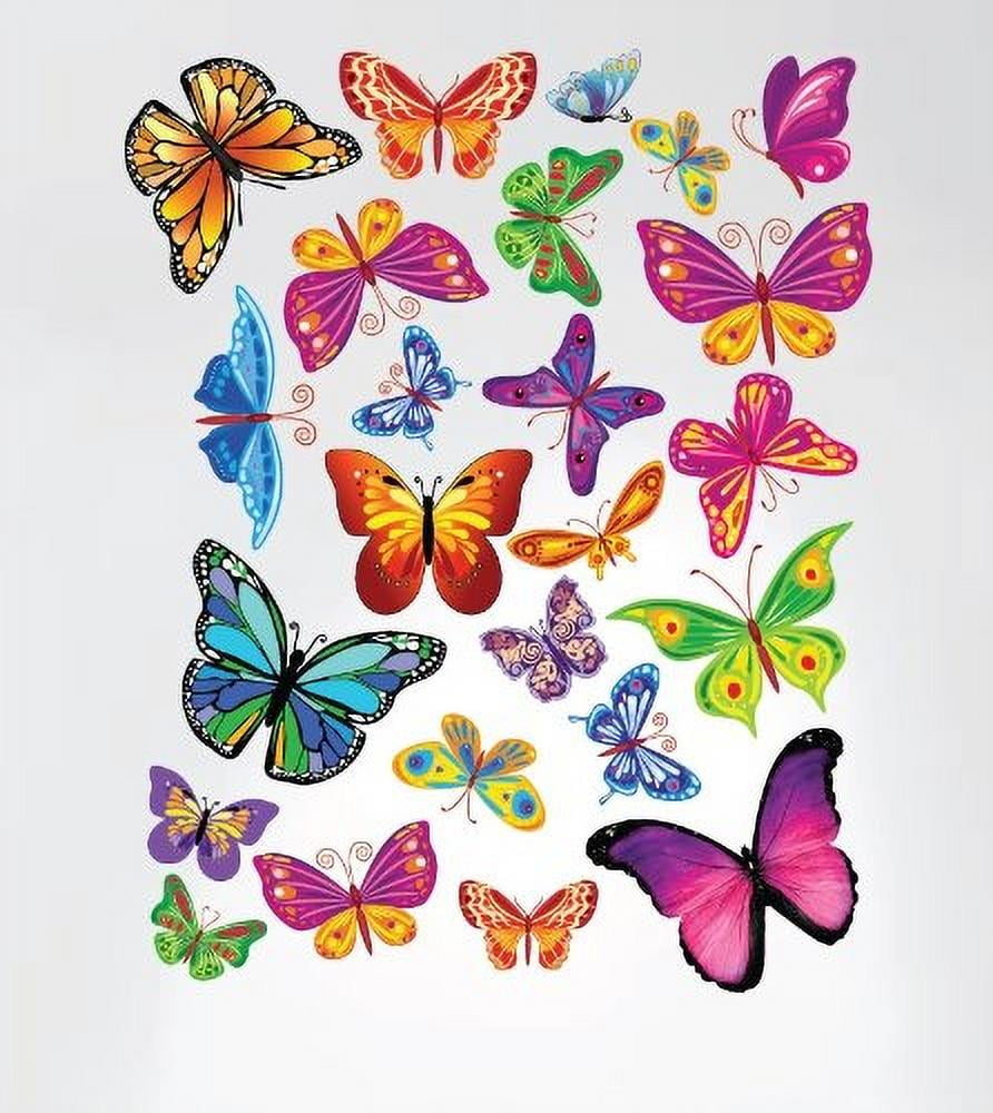 BUTTERFLY WINGS 19 Wall Decals Room Decor Stickers Butterflies Rainbow Nursery 