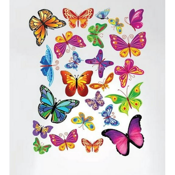 Innovative Stencils Colorful Butterflies Nursery Decal Instant Home Decor Wall Sticker