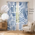 thumbnail image 2 of Blue Striped Sheer Curtains 84 Inch Length 2 Panels Set, Coastal Modern Abstract Stripes Aesthetic Voile Window Treatment Rod Pocket Curtains Sheers Drapes for Bedroom/Living Room/Kitchen 52"x84"x2, 2 of 8